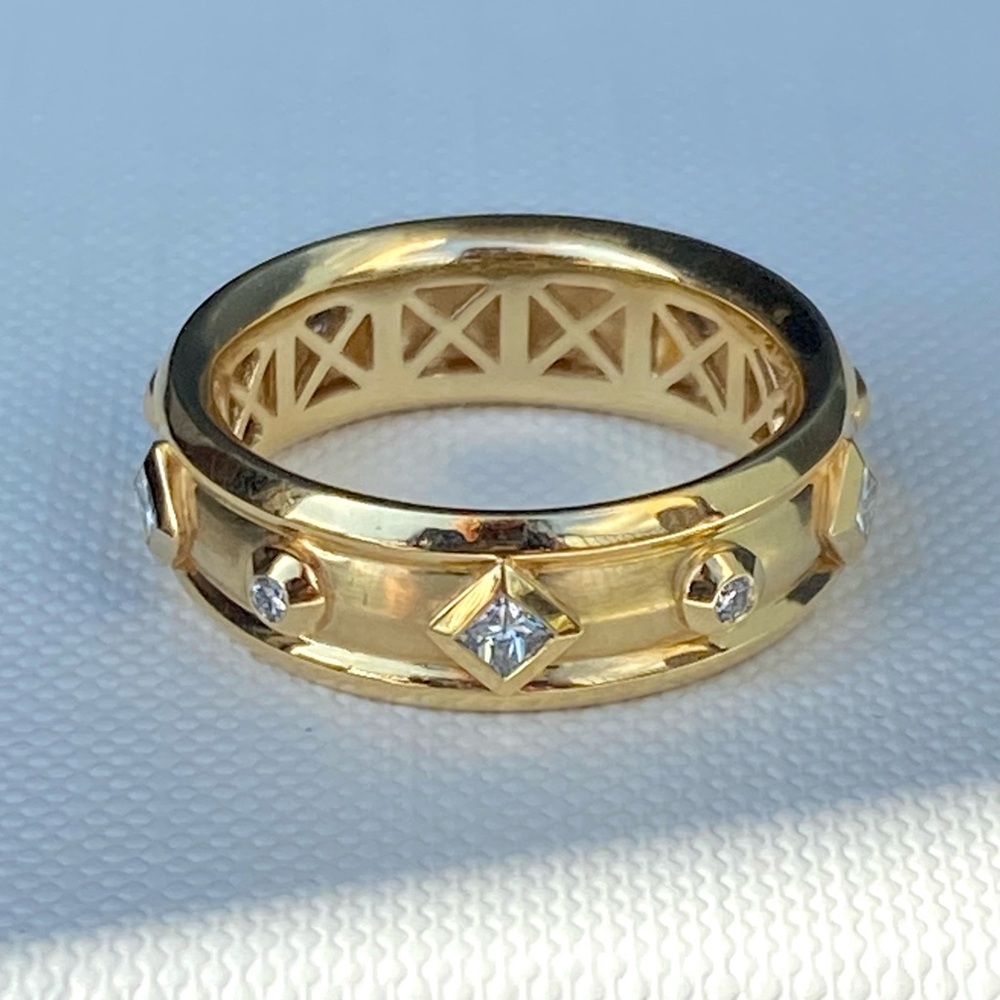 David Yurman 18K yellow gold diamond Renaissance ring band size 7 new